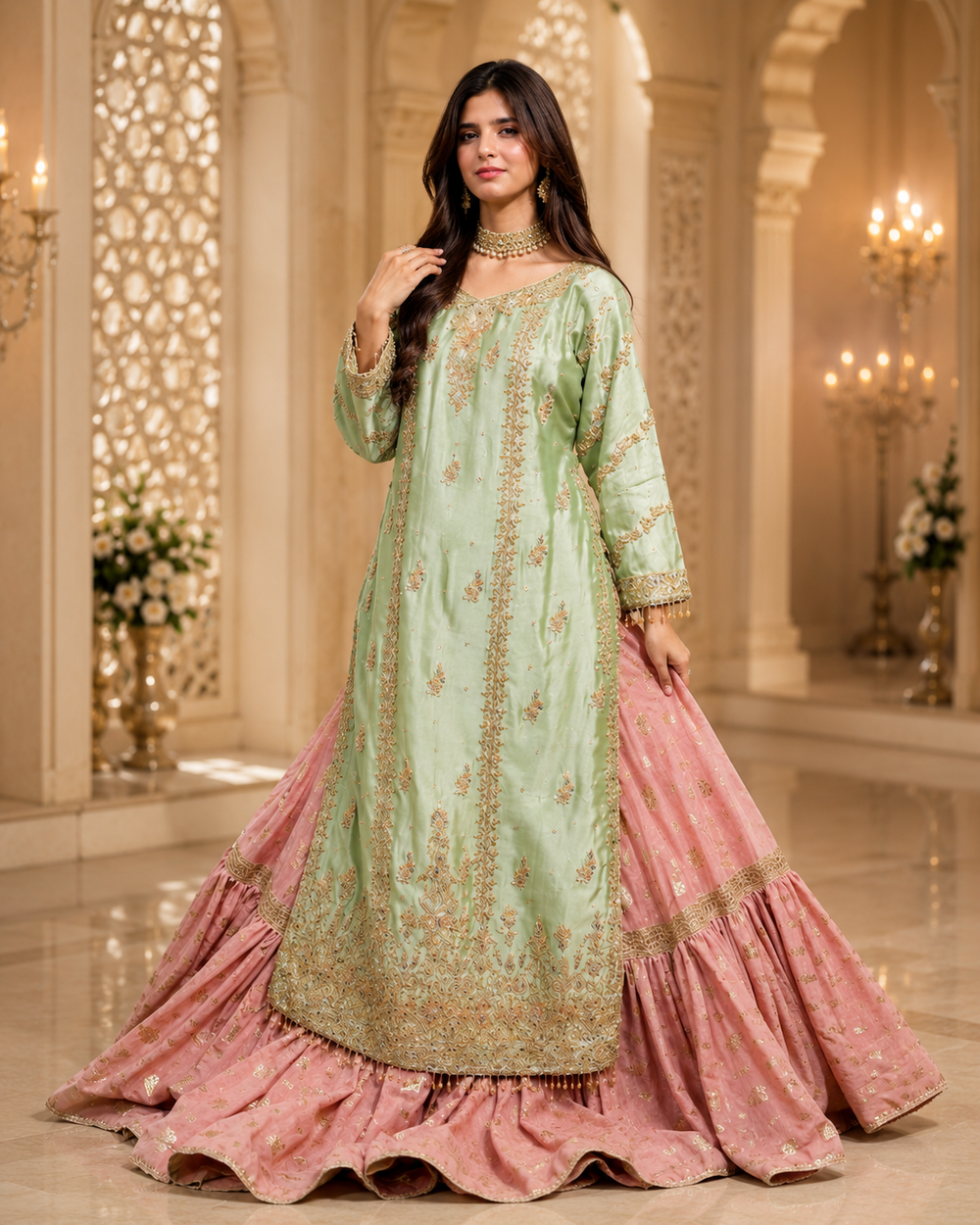 Amna Collection We021 – Sheesha Silk Bridal Formal with Crystal & Raisham Work