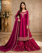 Amna Collection Mn002 – Sheesha Silk Bridal Formal with Crystal & Raisham Work