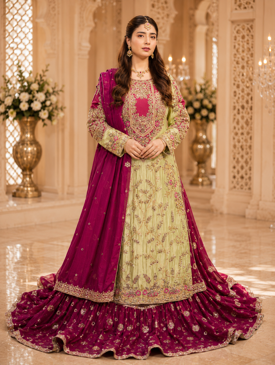 Amna Collection DA007 – Embroidered Bridal Formal with Crystal & Kora Dab Work