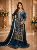 Amna Collection Ma004 – Silk & Organza Bridal Formal with Shararah & Crystal Work