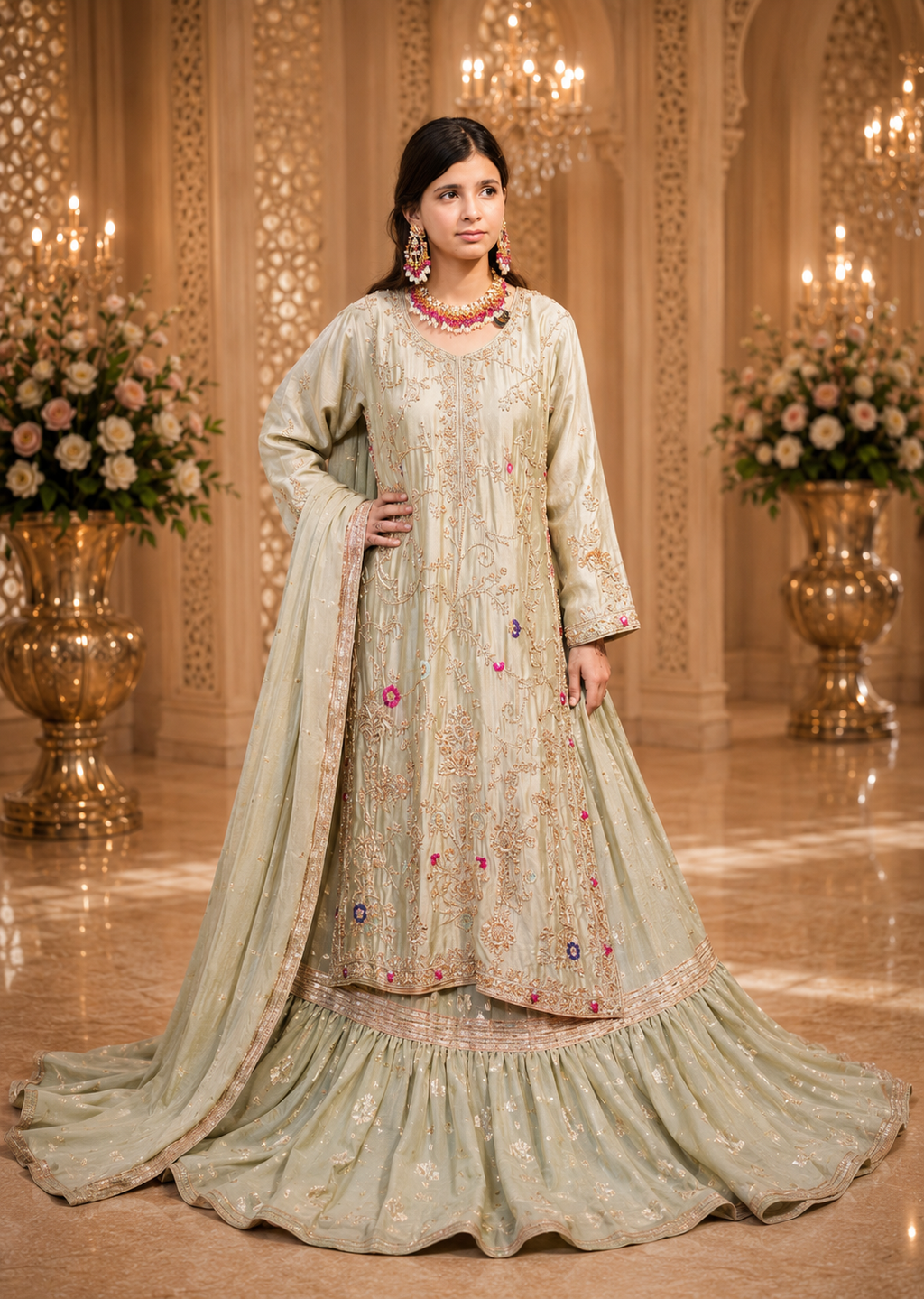 Amna Collection MoR004 – Silk Bridal Formal with Pure Silk Dupatta & Crystal Work