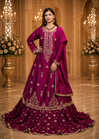 Amna Collection DR010 – Silk Bridal Formal with Pure Silk Dupatta & Crystal Work