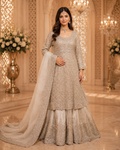 Amna Collection AA055 – Organza Bridal Walima with Crystal & Raisham Work