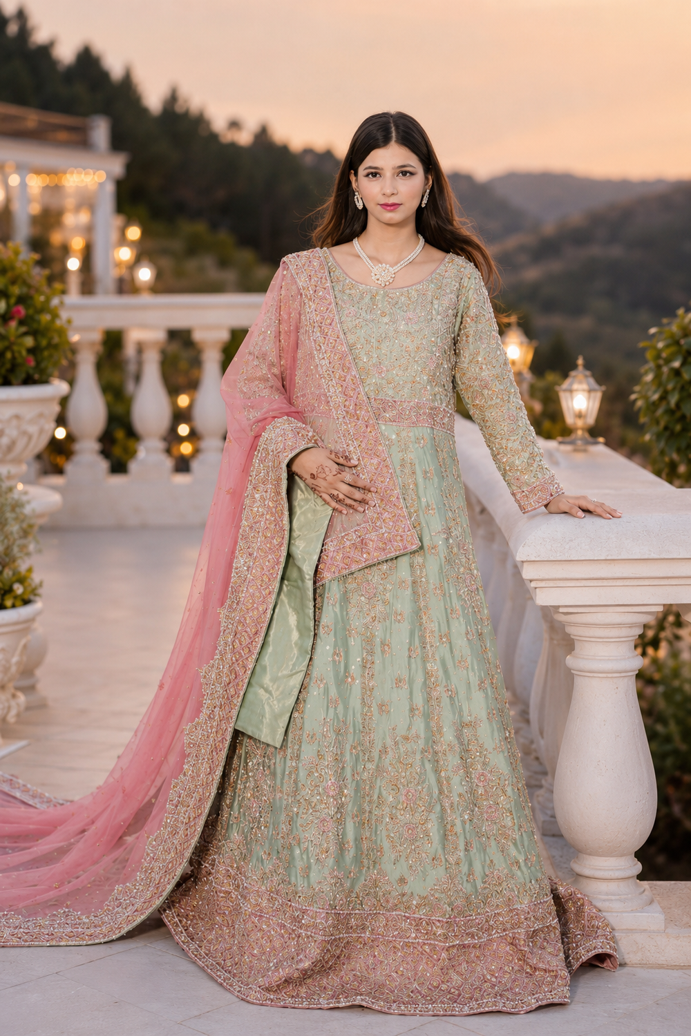 Amna Collection BB059 – Silk Bridal Walima with Crystal & Raisham Work