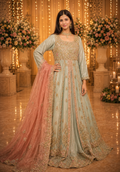 Amna Collection SS057 – Net Bridal Walima with Crystal & Raisham Work