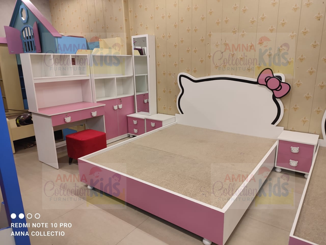 Girls Bedroom Set 6 Pes With Queen Size Bed Kitty Style