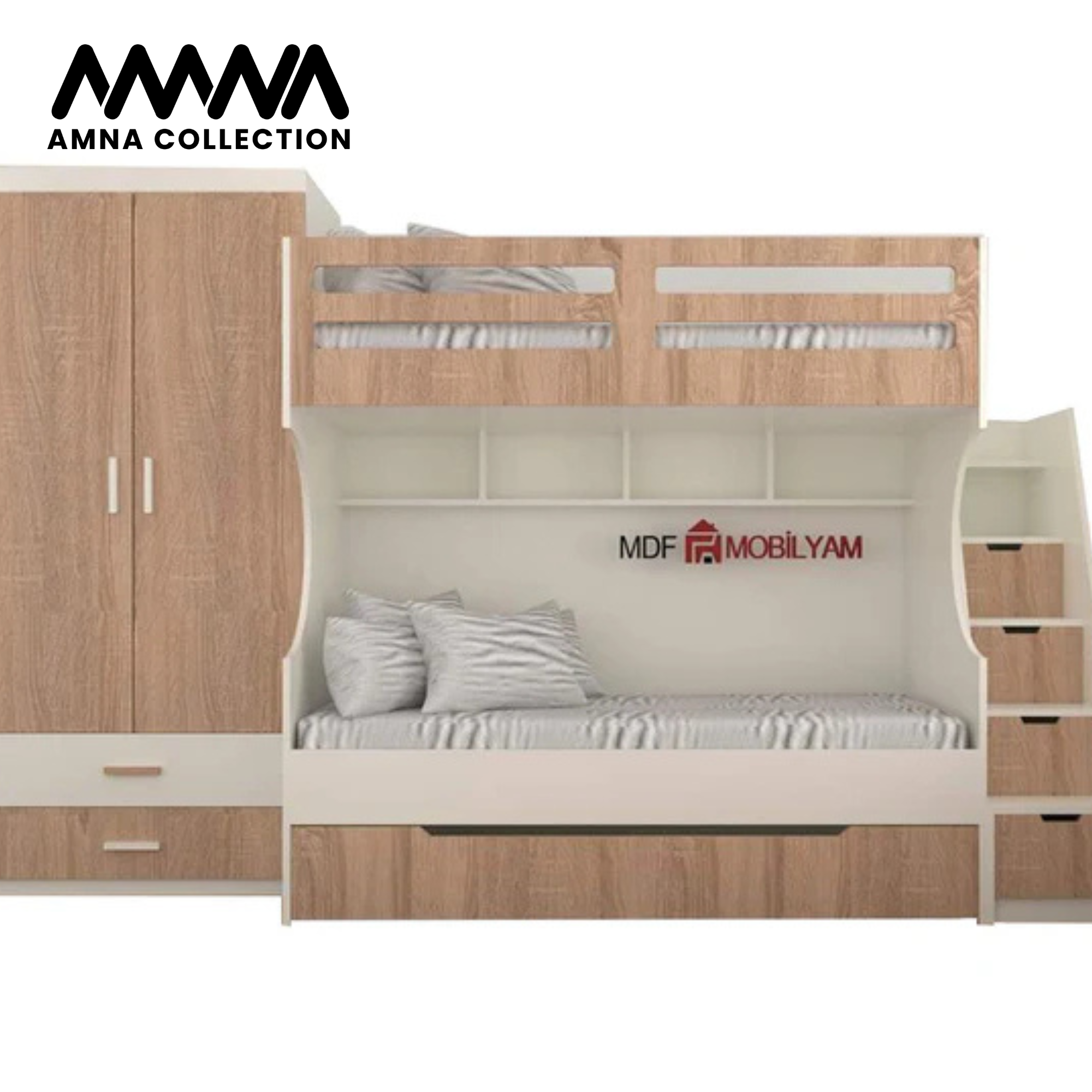 Triple Bunk Bed With Wardrobe Three People