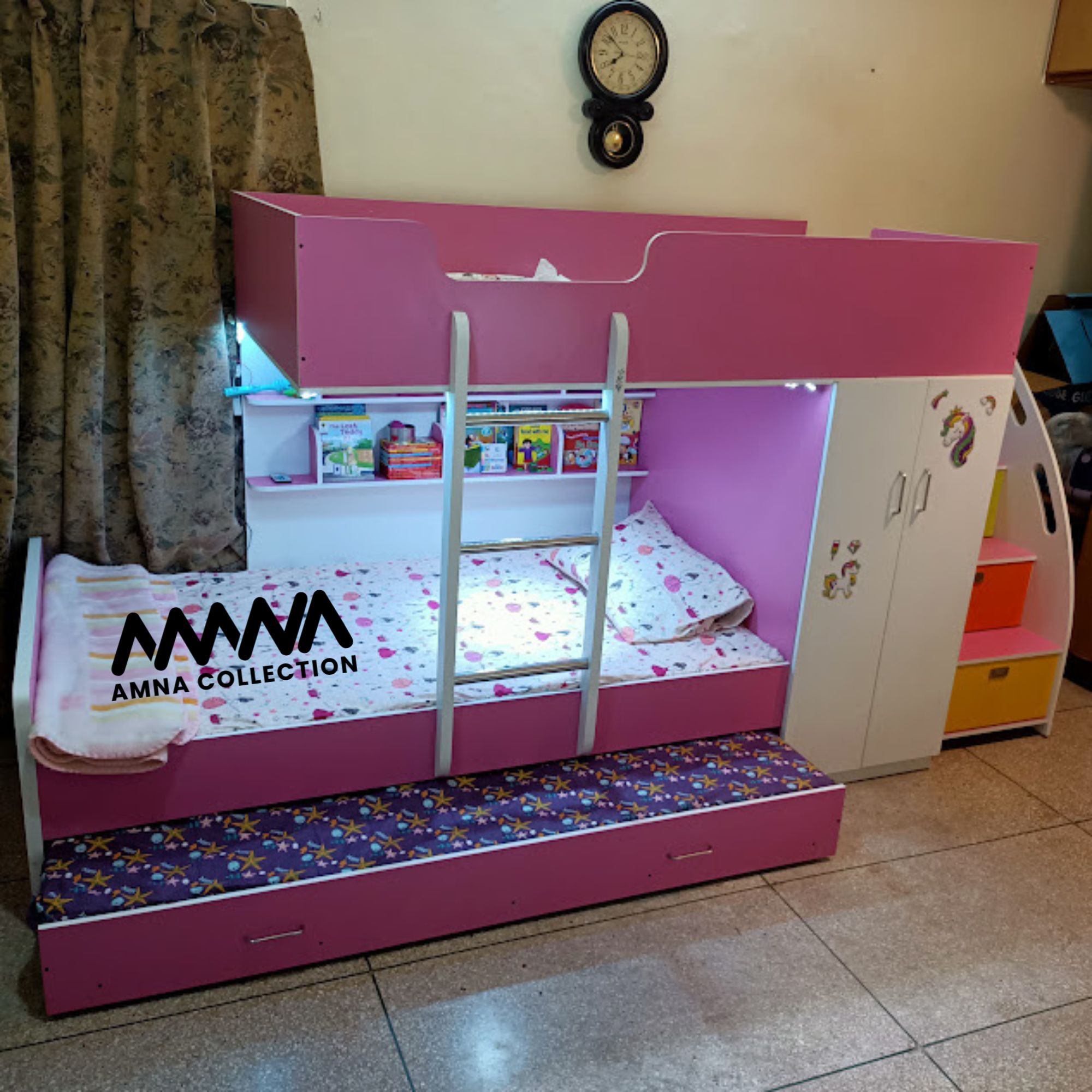 Triple Bunk Bed With Wardrobe